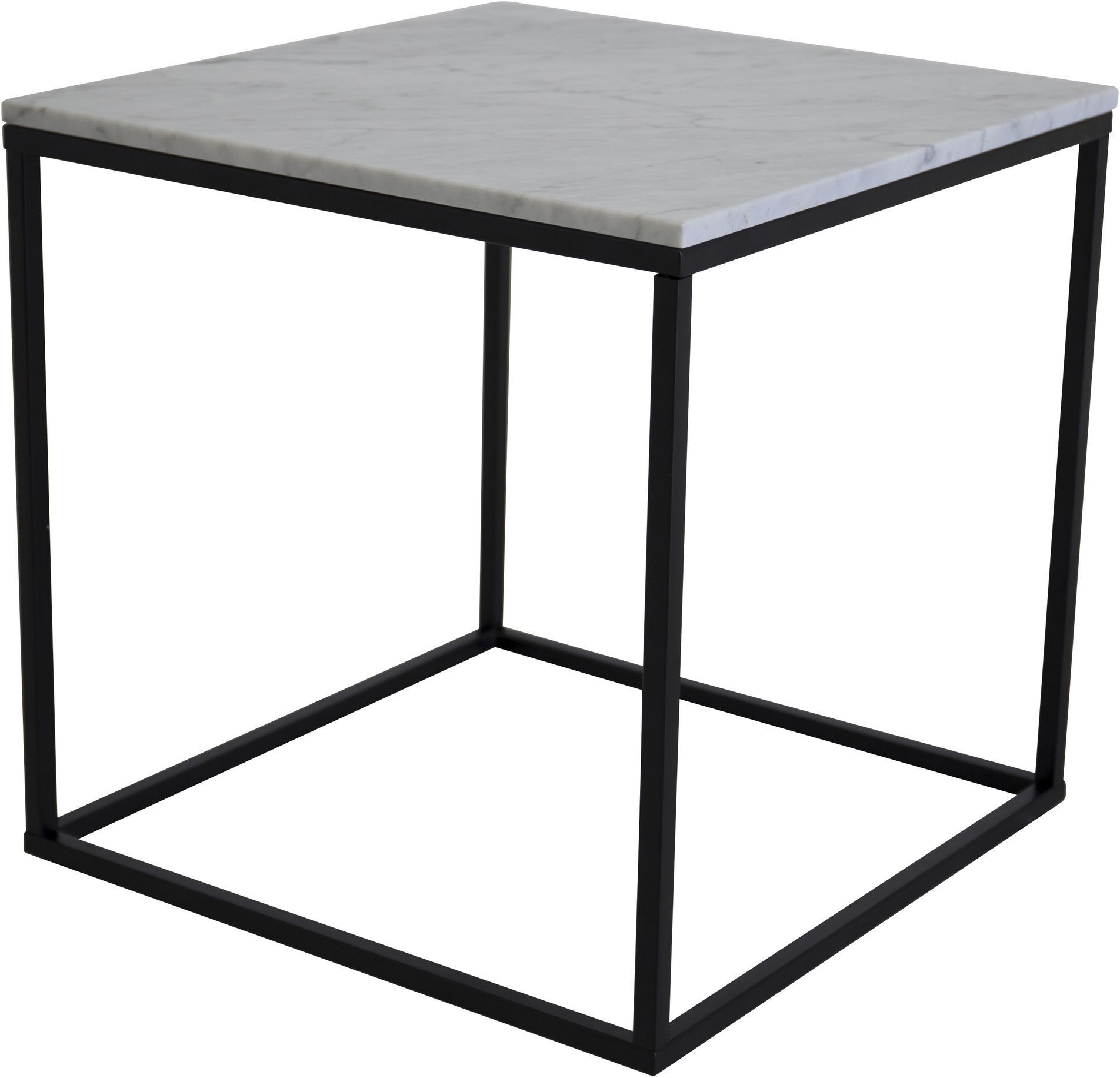 Venture Design Estelle Sidebord -  Hvit Marmor Topp/Sorte Metallben, 50x50   Unoliving