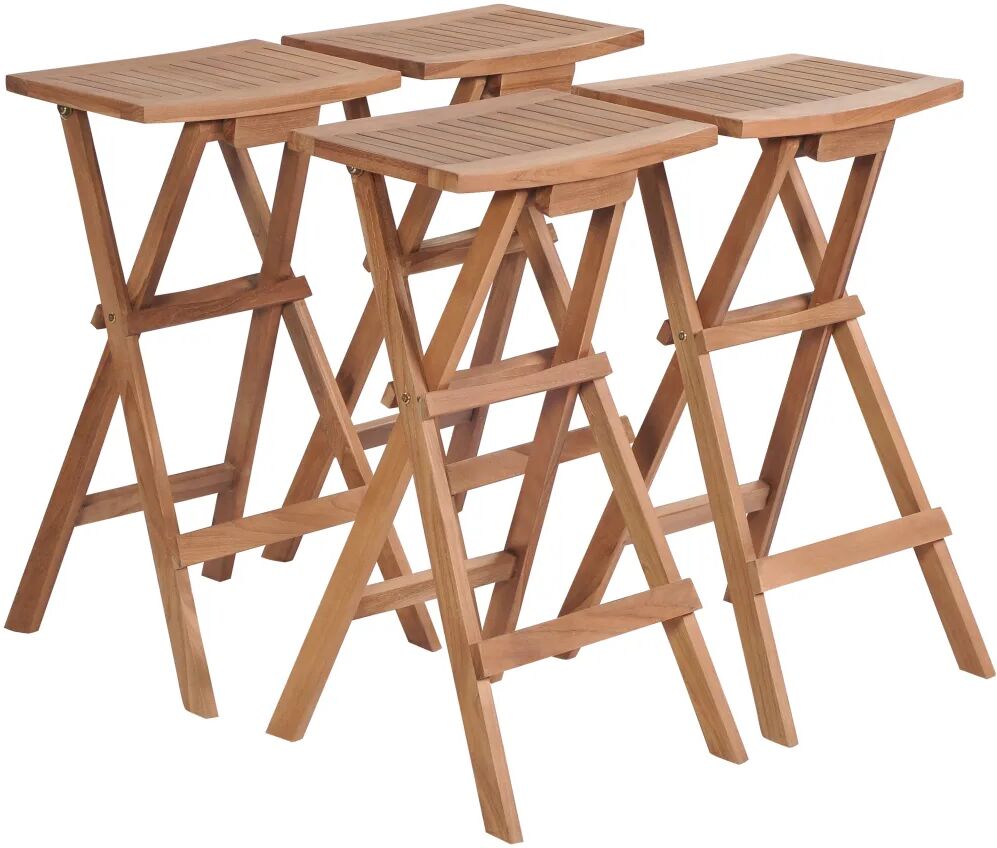 vidaXL Foldbare barkrakker 4 stk heltre teak