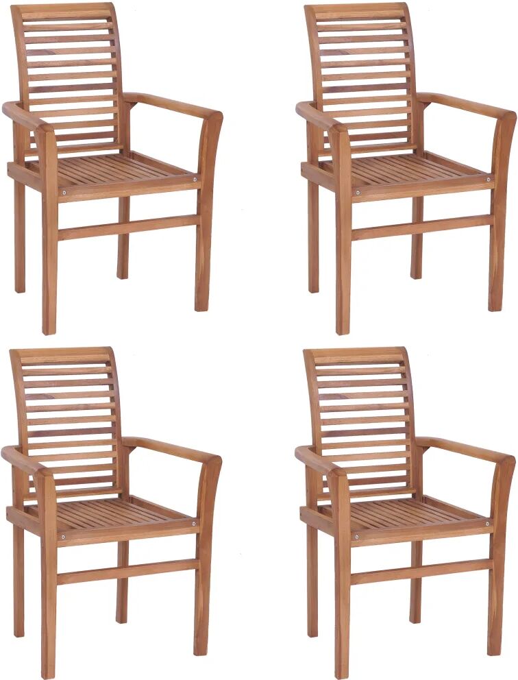 vidaXL Spisestoler stabelbare 4 stk heltre teak