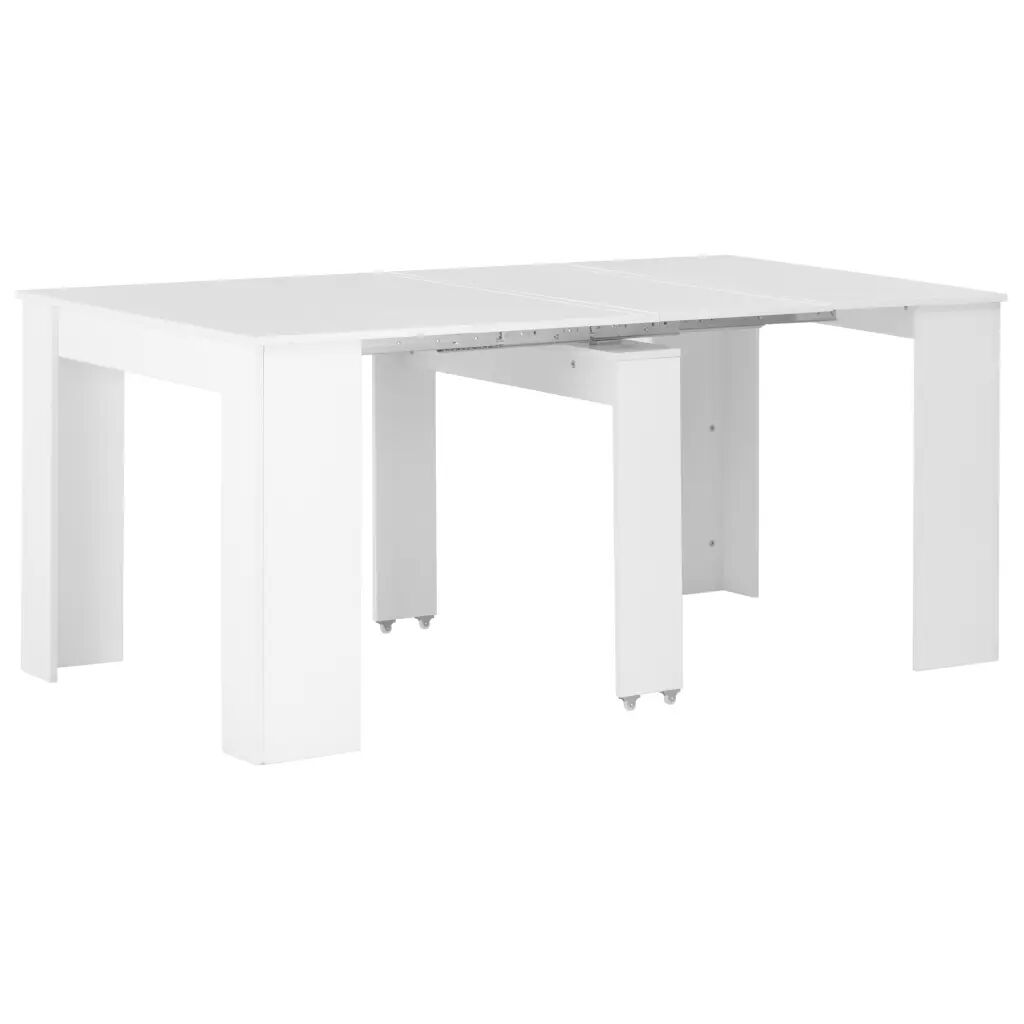 vidaXL Uttrekkbart spisebord høyglans hvit 175x90x75 cm