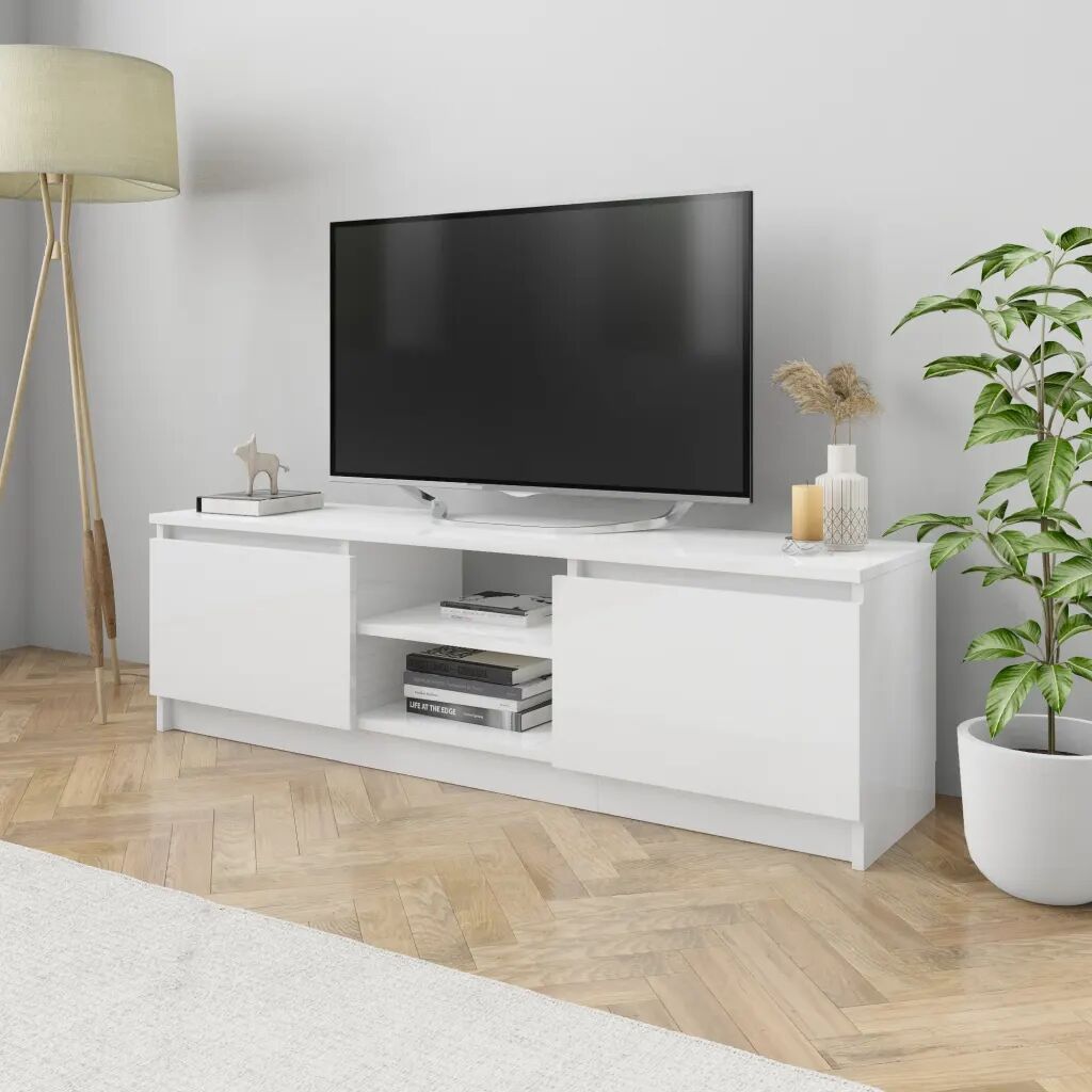 vidaXL TV-benk høyglans hvit 120x30x35,5 cm sponplate