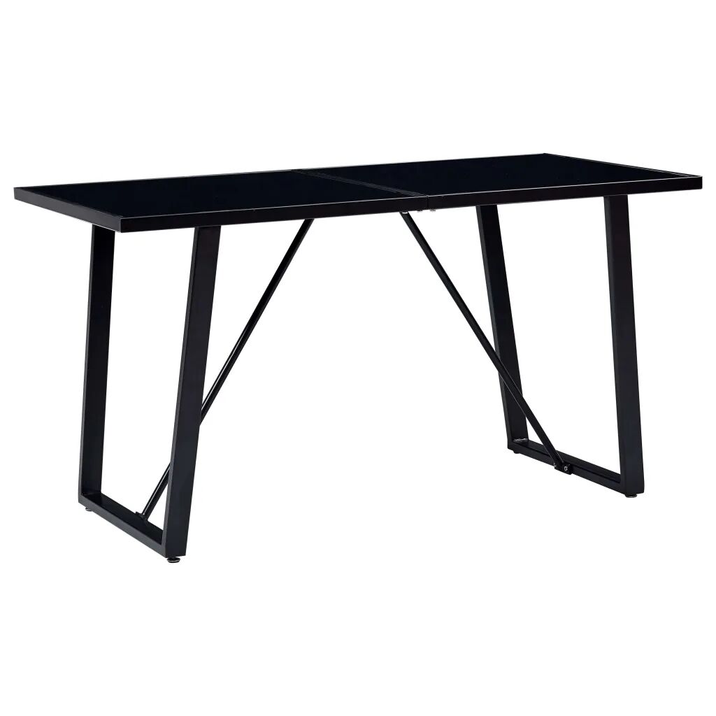 vidaXL Spisebord svart 140x70x75 cm herdet glass