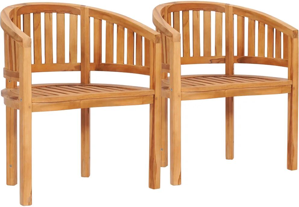 vidaXL Stoler bananformet 2 stk heltre teak