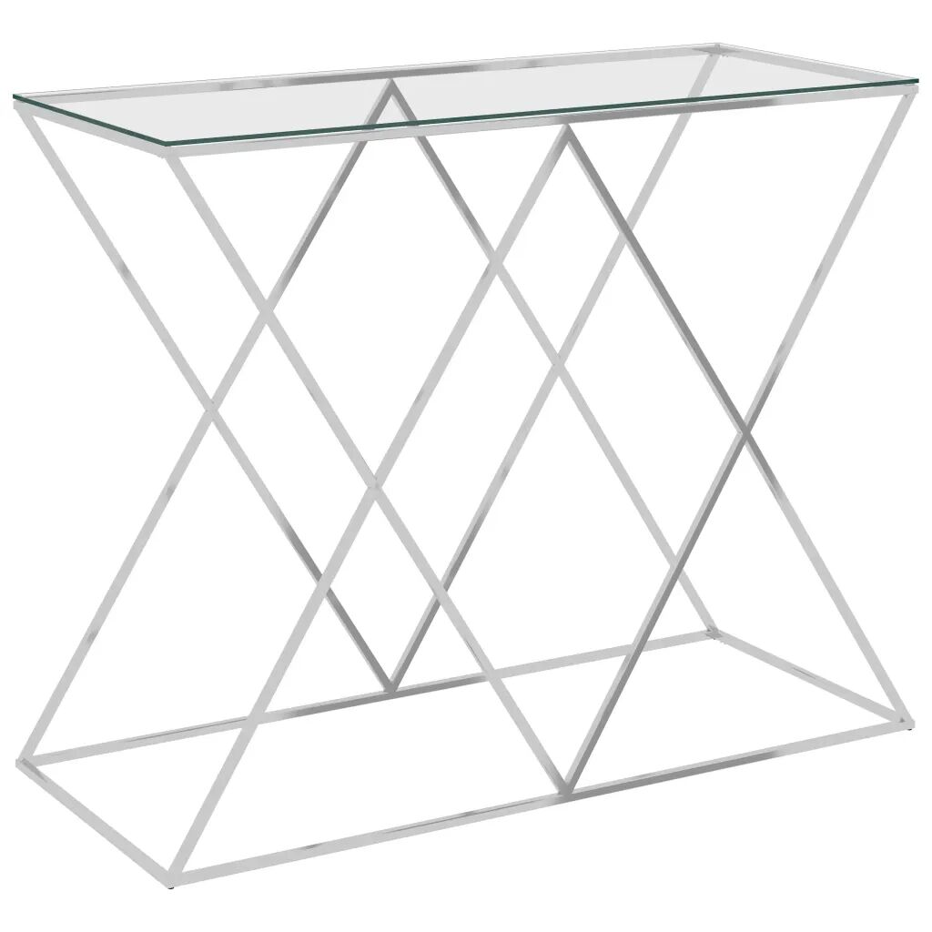vidaXL Sidebord sølv 90x40x75 cm rustfritt stål og glass