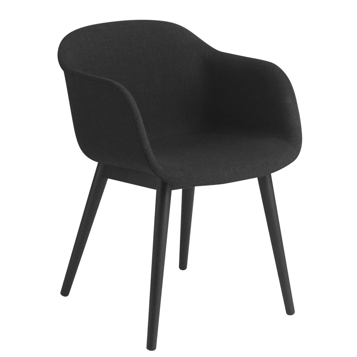 Muuto Fiber Chair stol med armstøtte og trebein Remix 183-black