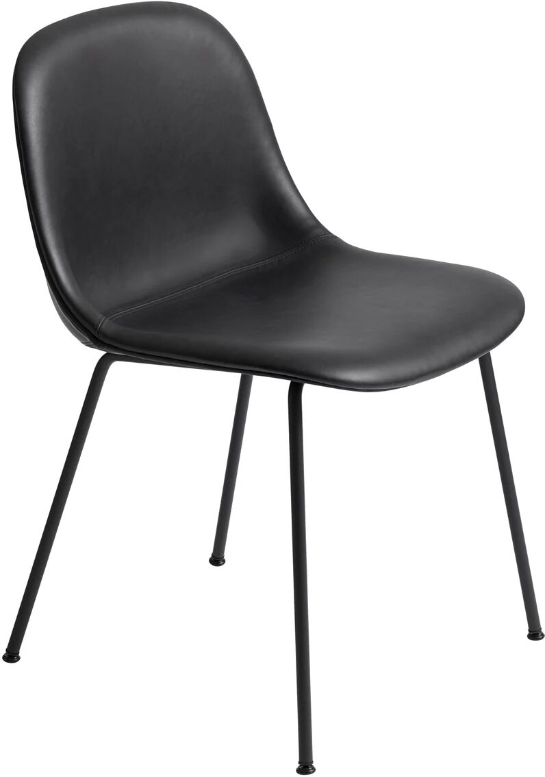 Muuto Fiber side chair lærstol svart skinn