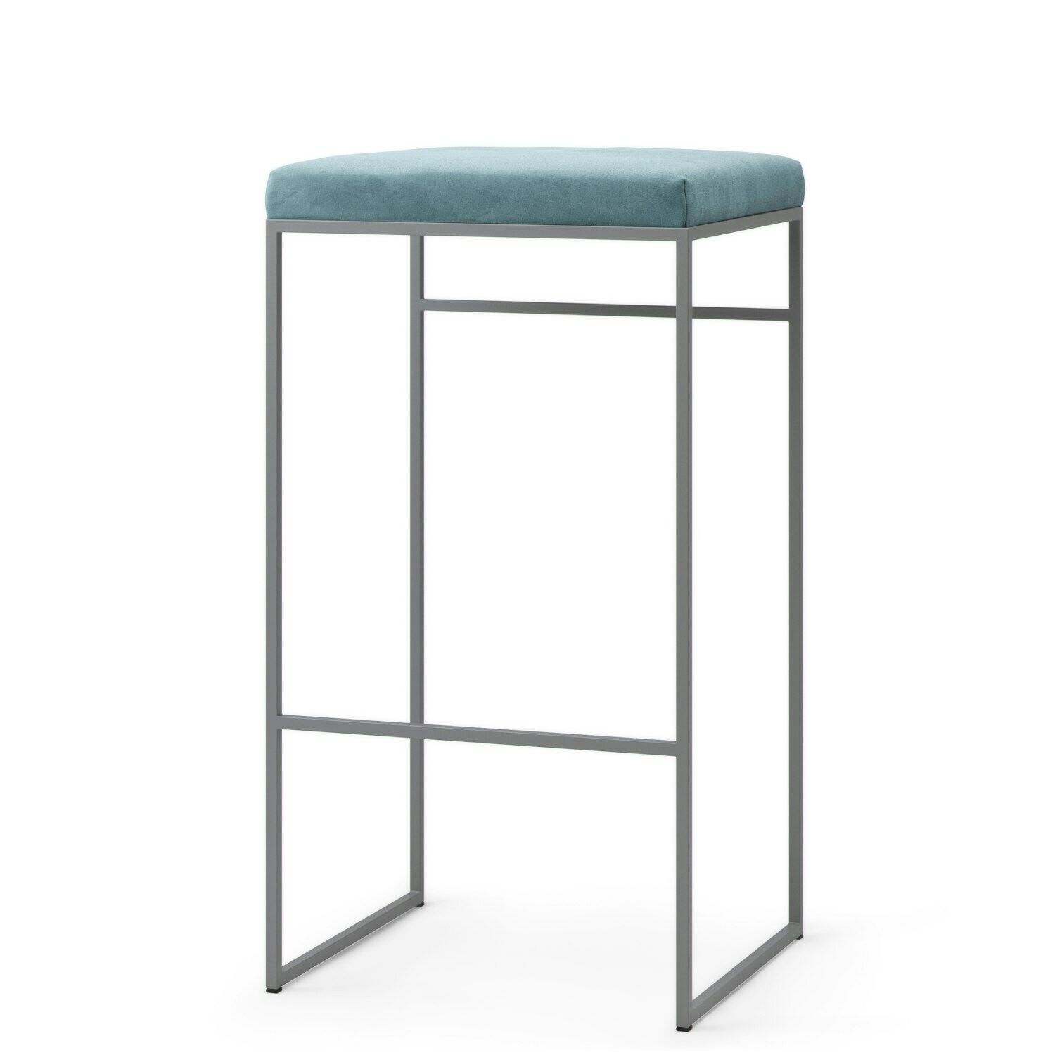 Department -Bar stool Without Back, Grey / Petrol Green Velvet