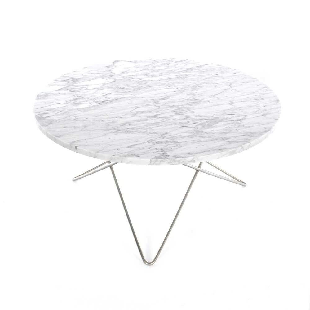 OX Denmarq -O Table Sofabord Ø80 cm, Stålstativ/Hvit Marmor
