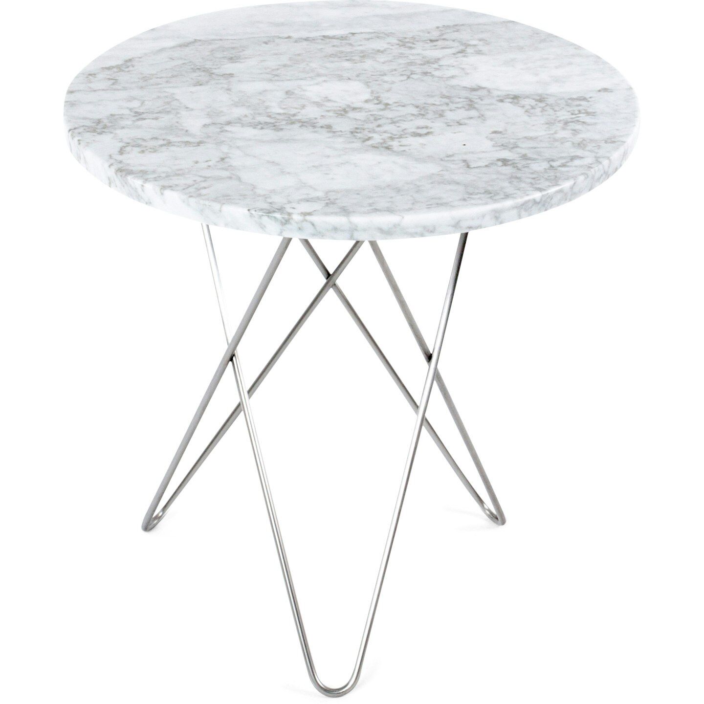 OX Denmarq -Tall Mini O Table Sidebord Ø50 cm, Stål/Hvit Marmor