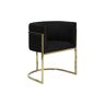 Krzesło z podłokietnikami PERIA marki Pascal Morabito – welur i metal – kolor czarny i złoty