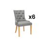 Unique Zestaw 6 krzeseł JOLIA - Tkanina i nogi z drewna - Kolor szary