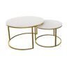 Elior Zestaw dwóch stolików kawowych w stylu glamur marmur + złoty - Mirden 4X