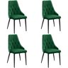 Elior Zestaw welurowych krzeseł 4 sztuki butelkowa zieleń - Sageri 4X