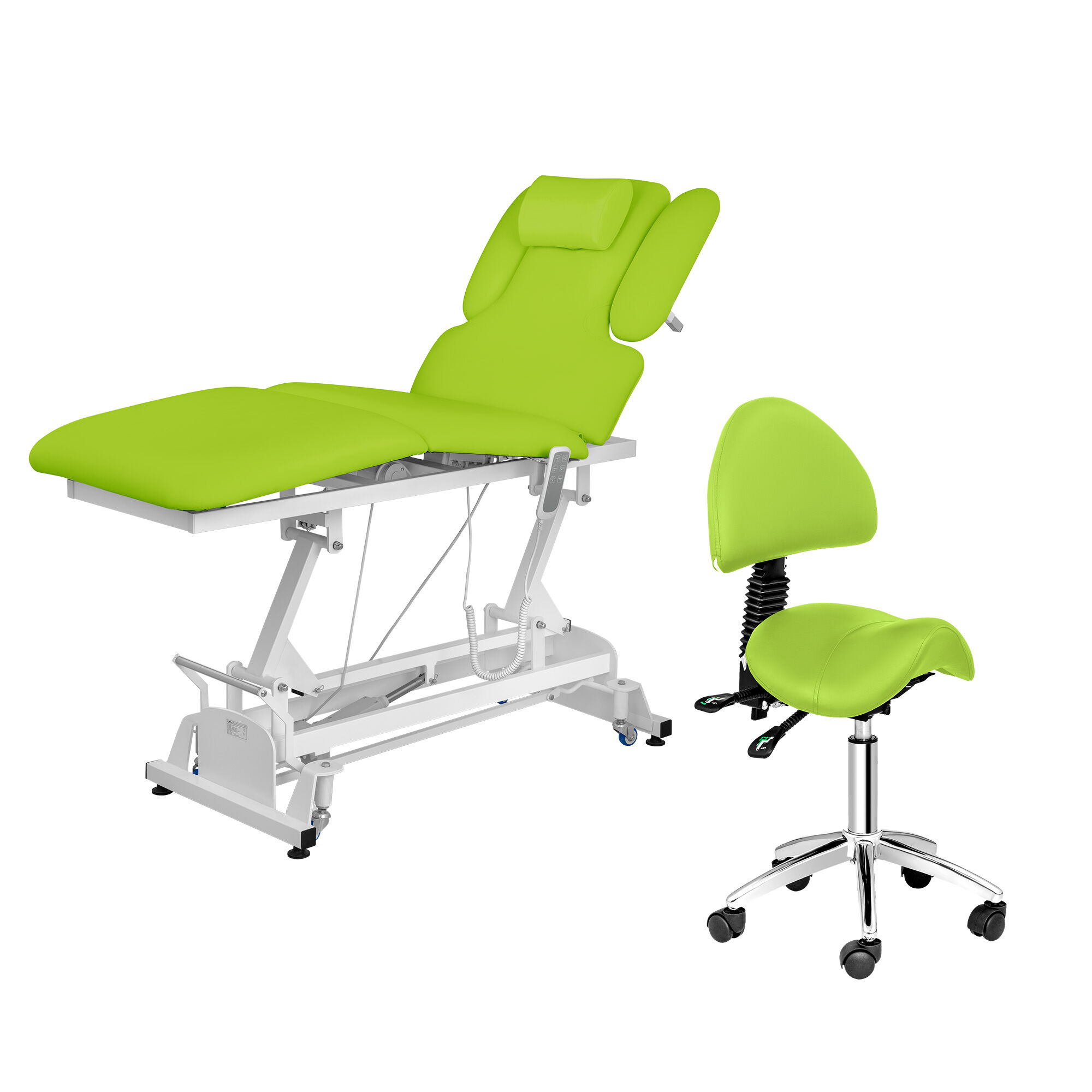 physa Zestaw Łóżko do masażu Physa Nantes Light Green + Krzesło siodłowe Berlin z oparciem - jasnozielone PHYSA NANTES LIGHT GREEN SET