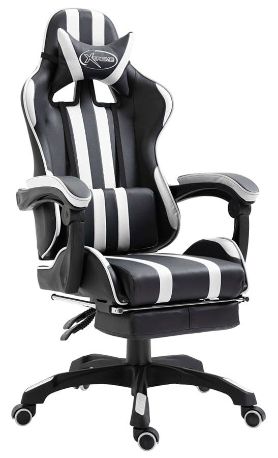 Elior Białe krzesło gamingowe z podnóżkiem - Kenex