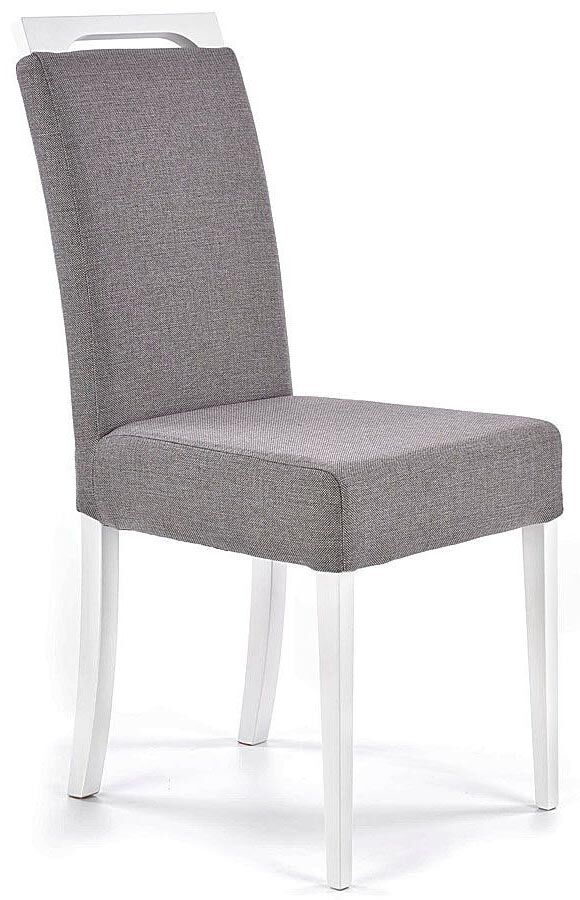Producent: Elior Białe krzesło drewniane z popielatą tapicerką - Tridin