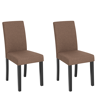 Beliani Conjunto de 2 cadeiras de jantar em tecido castanho com pernas de madeira modernas