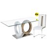 Mlm Pack mesa RING + 4 cadeiras NATALIA II (branco e taupe) - HomyCasa