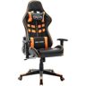 Vidaxl Cadeira de gaming couro artificial preto e laranja