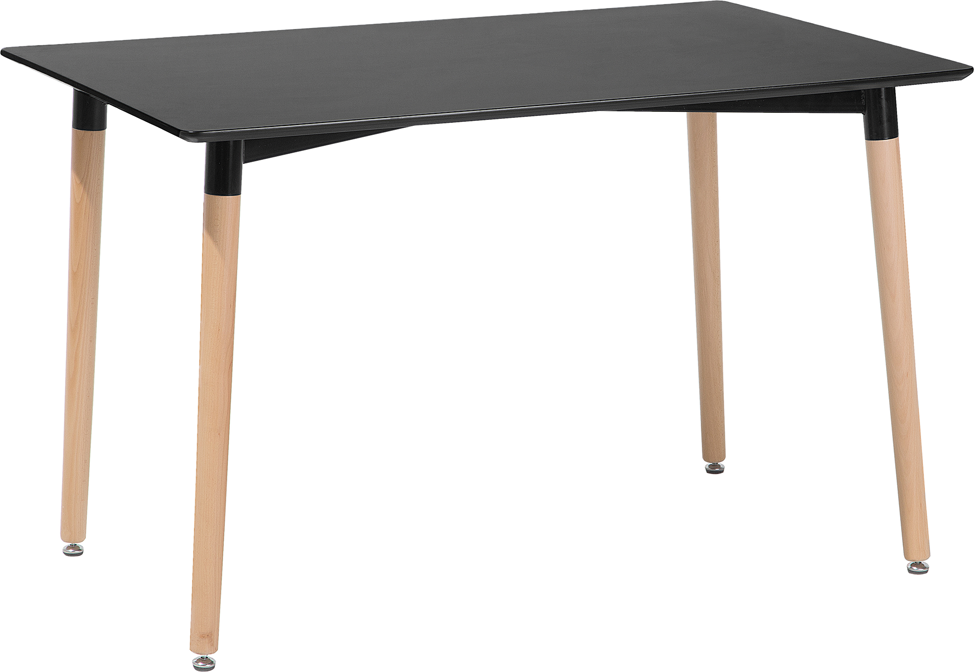 Beliani Mesa de jantar tampo MDF preto pernas madeira clara 80 x 120 cm mate