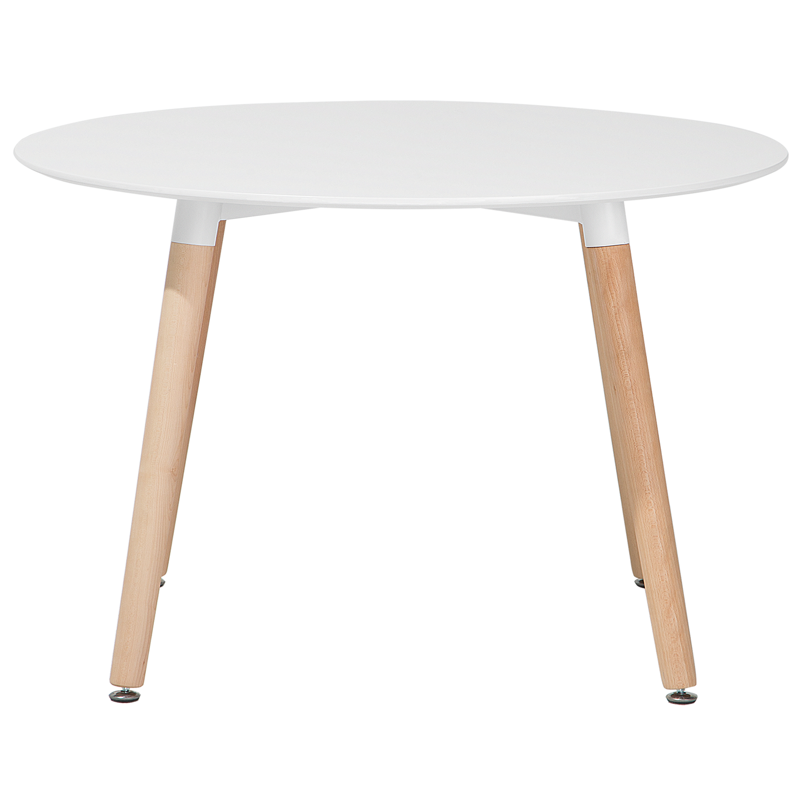 Beliani Mesa de jantar em MDF branco e pernas em madeira de faia ø 120 cm para cozinha ou sala minimalista
