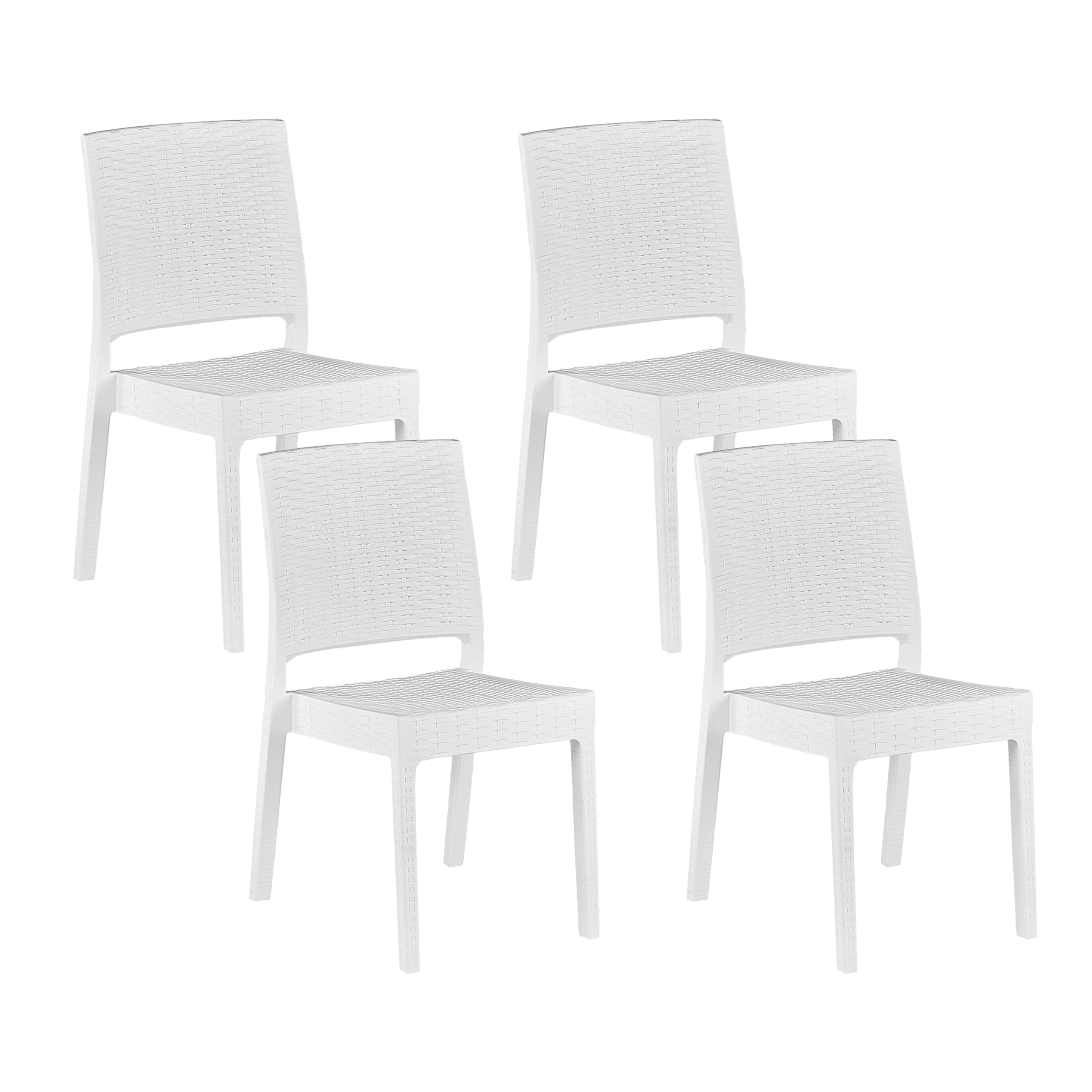 Beliani Conjunto de 4 cadeiras de jantar para jardim branco material sintético empilháveis design minimalista
