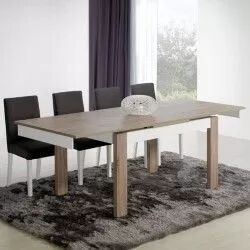 Mesa de Jantar Extensível PARIS (140-230 cm) Carvalho Cinza e Branco