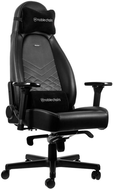 Noblechairs icon couro pu cadeira gaming preta/platina