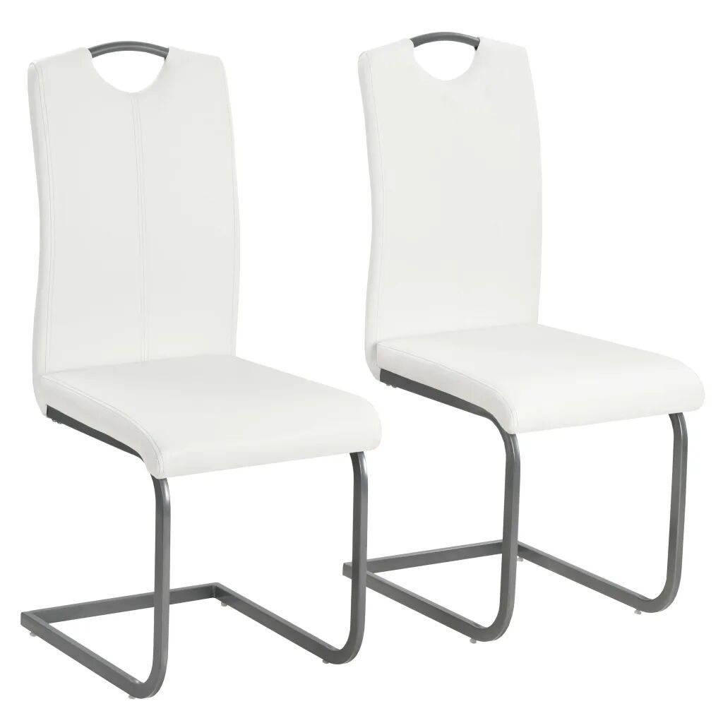 vidaXL Cadeiras de jantar cantilever 2 pcs couro artificial branco