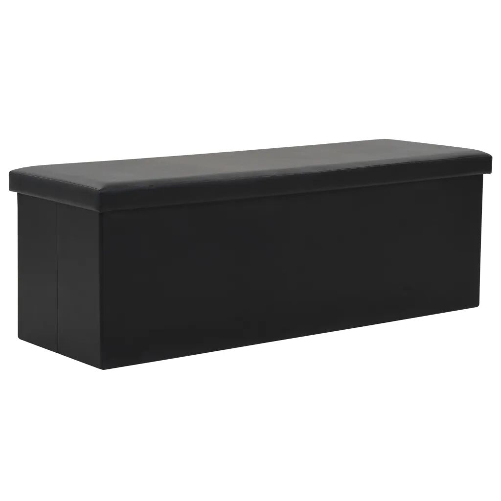 vidaXL Banco de arrumação dobrável couro artificial 110x38x38 cm preto