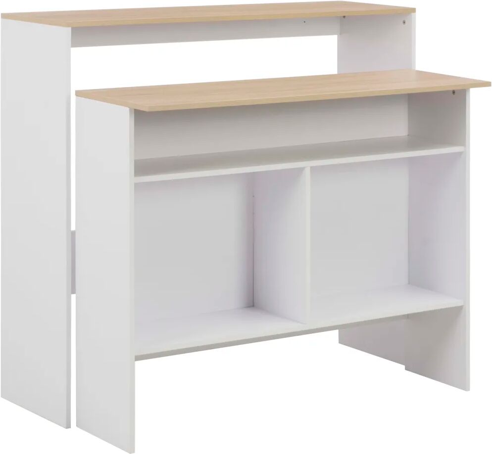 vidaXL Mesa de bar com 2 tampos 130x40x120 cm branco e carvalho