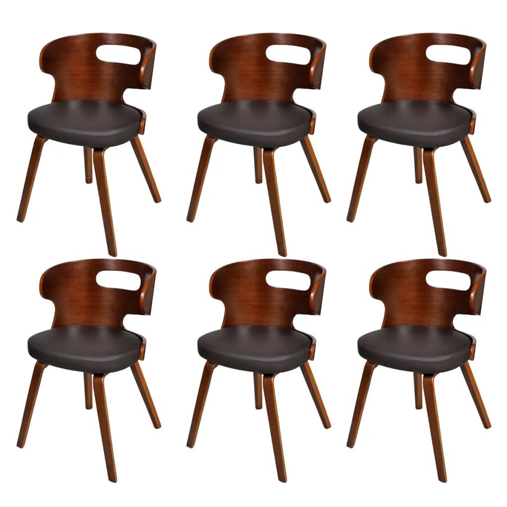 vidaXL Cadeiras de jantar 6 pcs couro artificial castanho