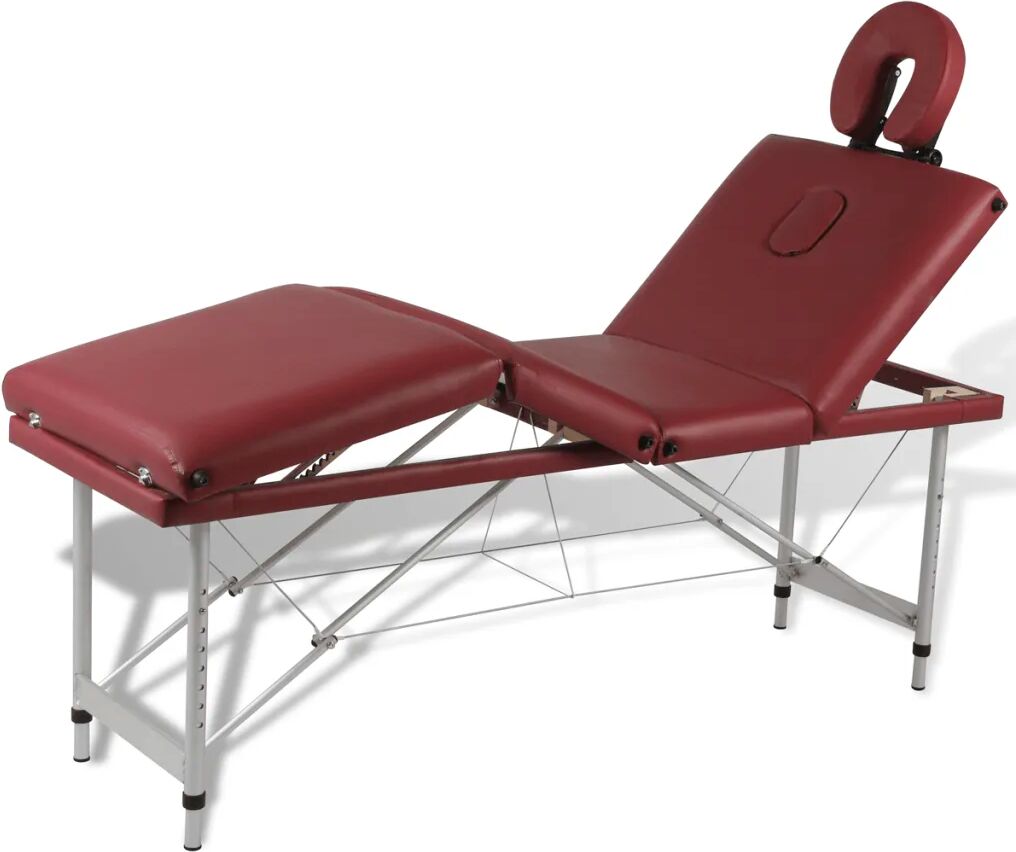 vidaXL Mesa de massagem, dobrável, em vermelho, com 4 zonas