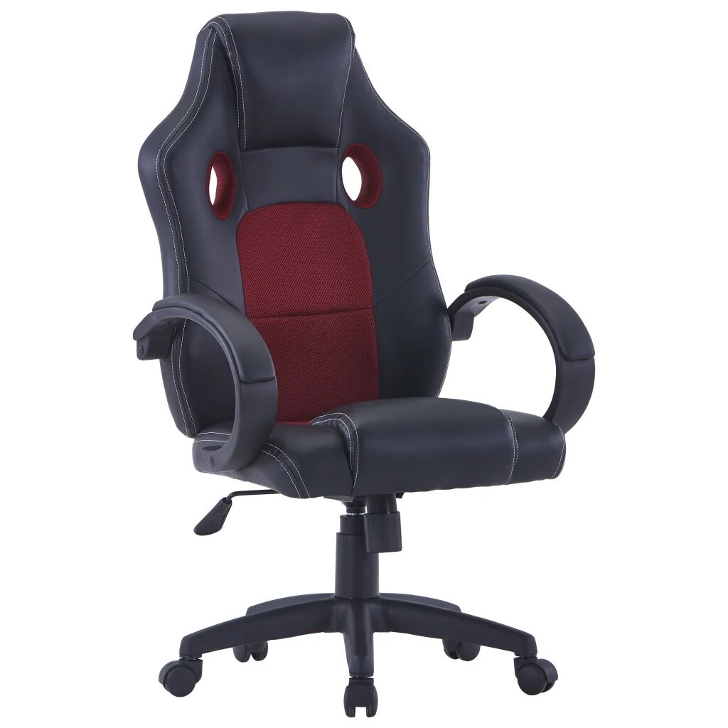 vidaXL Cadeira de gaming couro artificial vermelho tinto