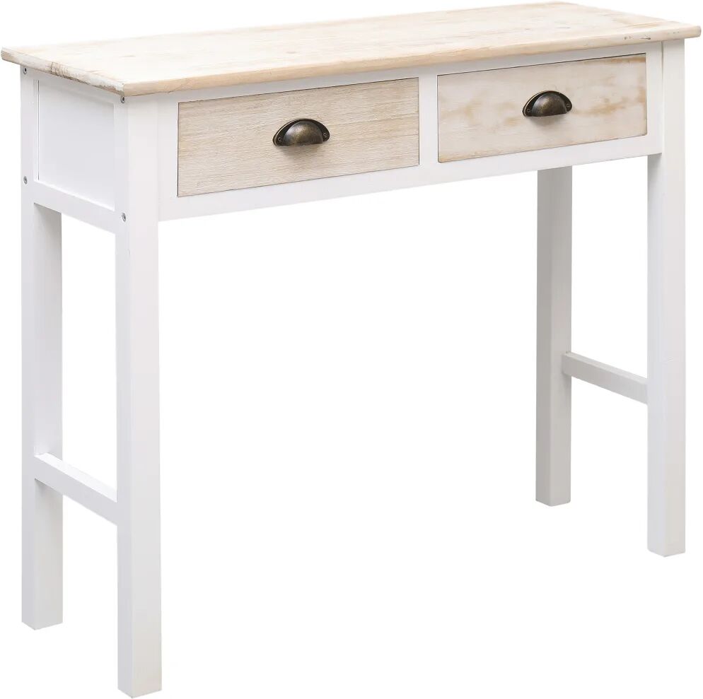 vidaXL Mesa consola 90x30x77 cm madeira branco e cor natural