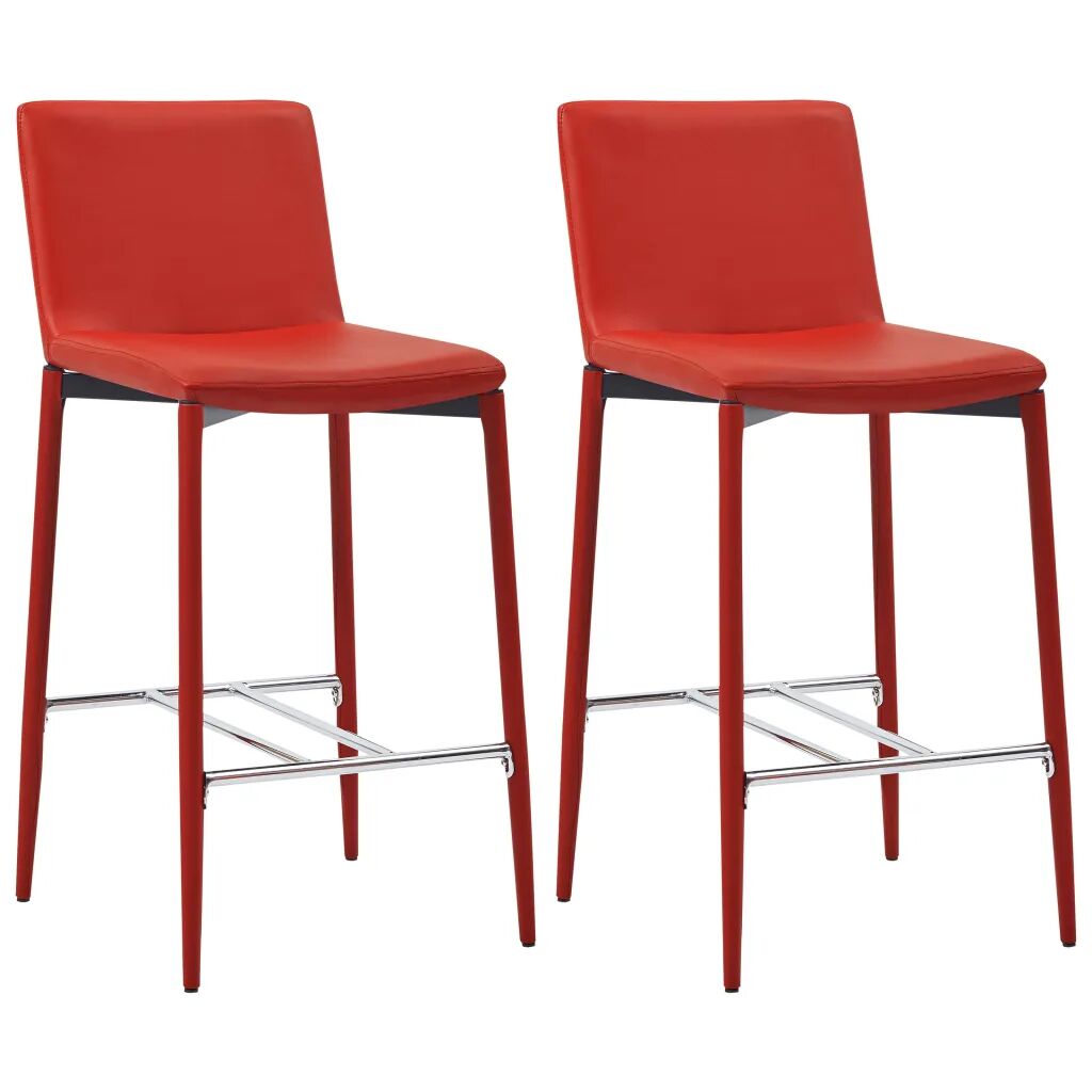 vidaXL Bancos de bar 2 pcs couro artificial vermelho