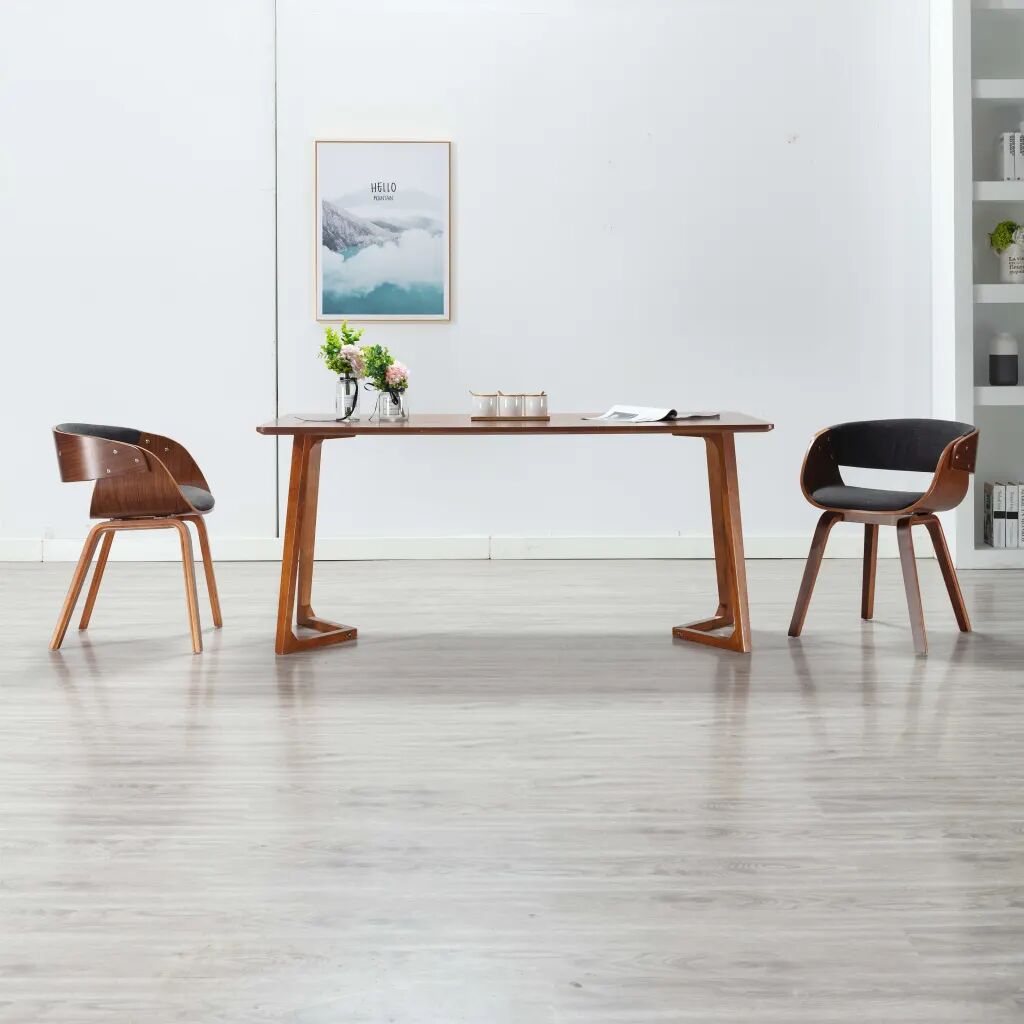 vidaXL Cadeiras jantar 2 pcs madeira curvada e tecido cinzento