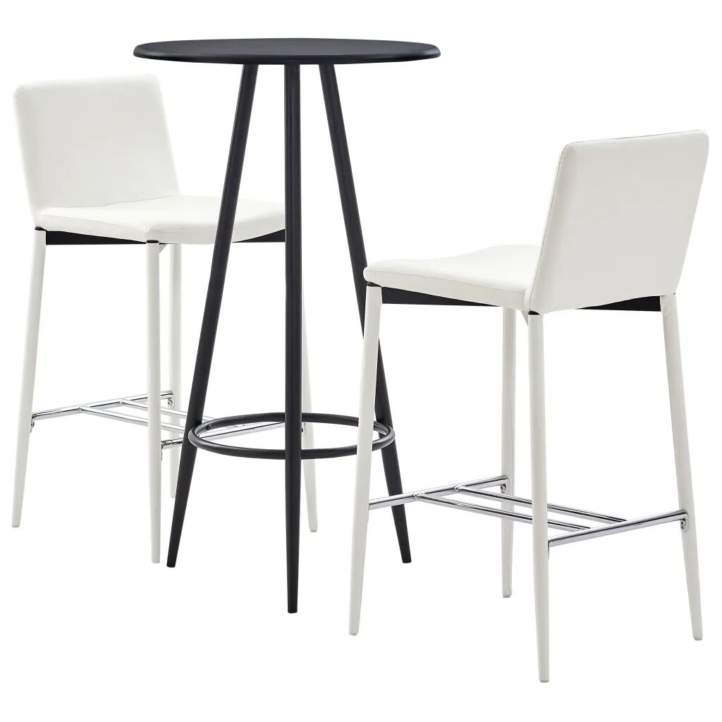 vidaXL 3 pcs conjunto de bar couro artificial branco