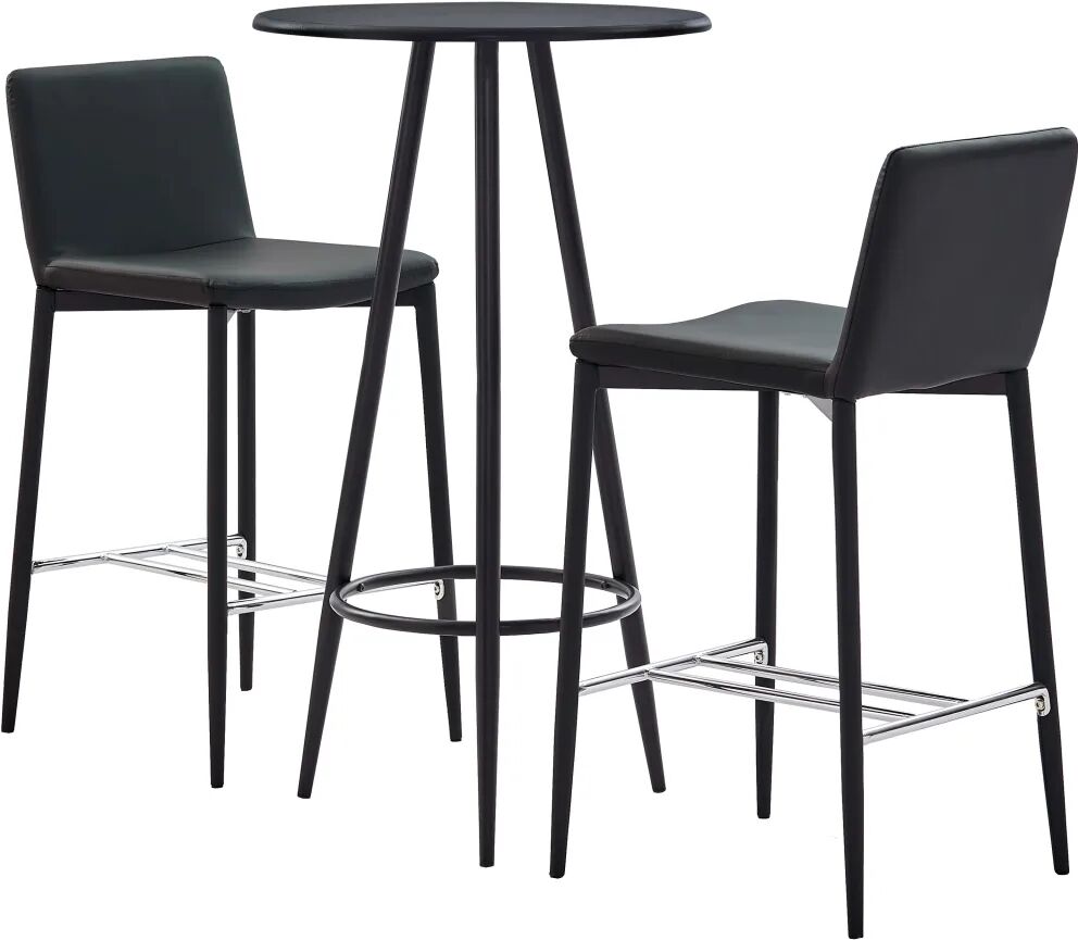 vidaXL 3 pcs conjunto de bar couro artificial cinzento