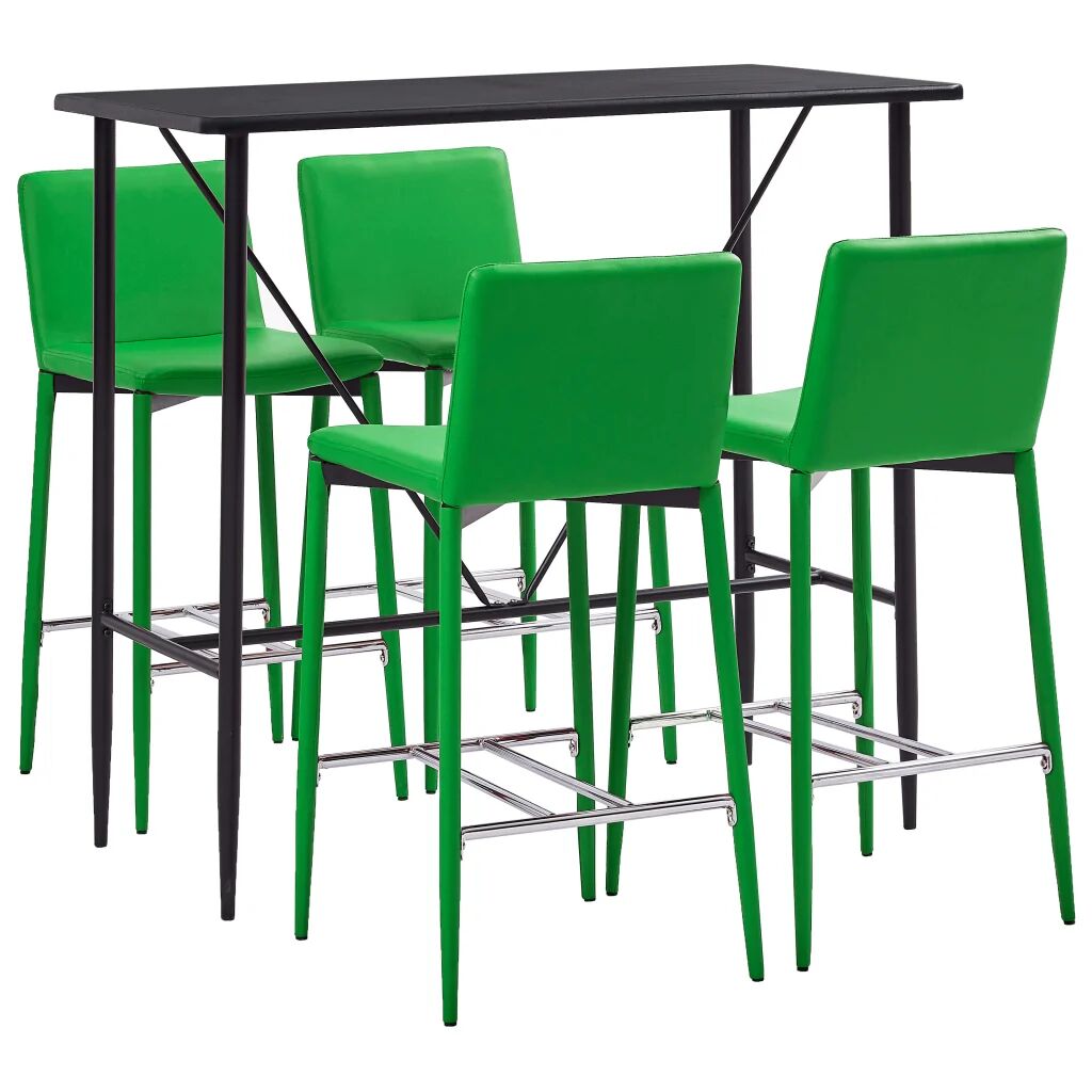 vidaXL 5 pcs conjunto de bar couro artificial verde