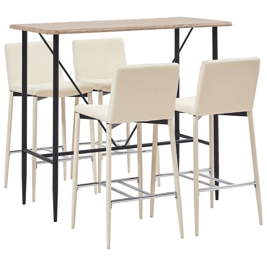 vidaXL 5 pcs conjunto de bar couro artificial creme