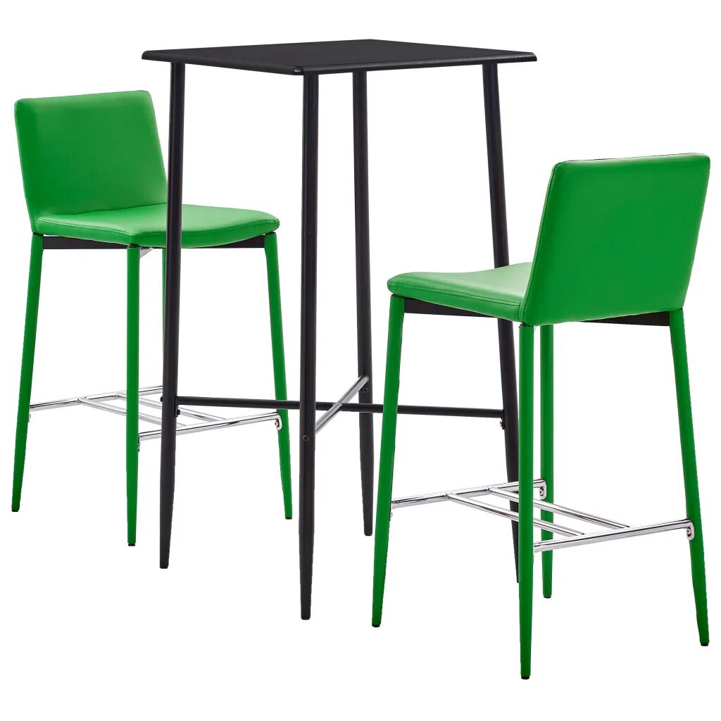 vidaXL 3 pcs conjunto de bar couro artificial verde