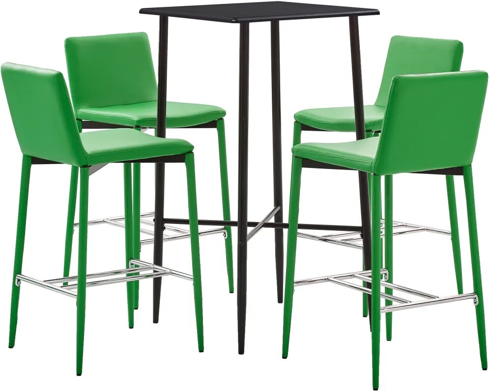 vidaXL 5 pcs conjunto de bar couro artificial verde