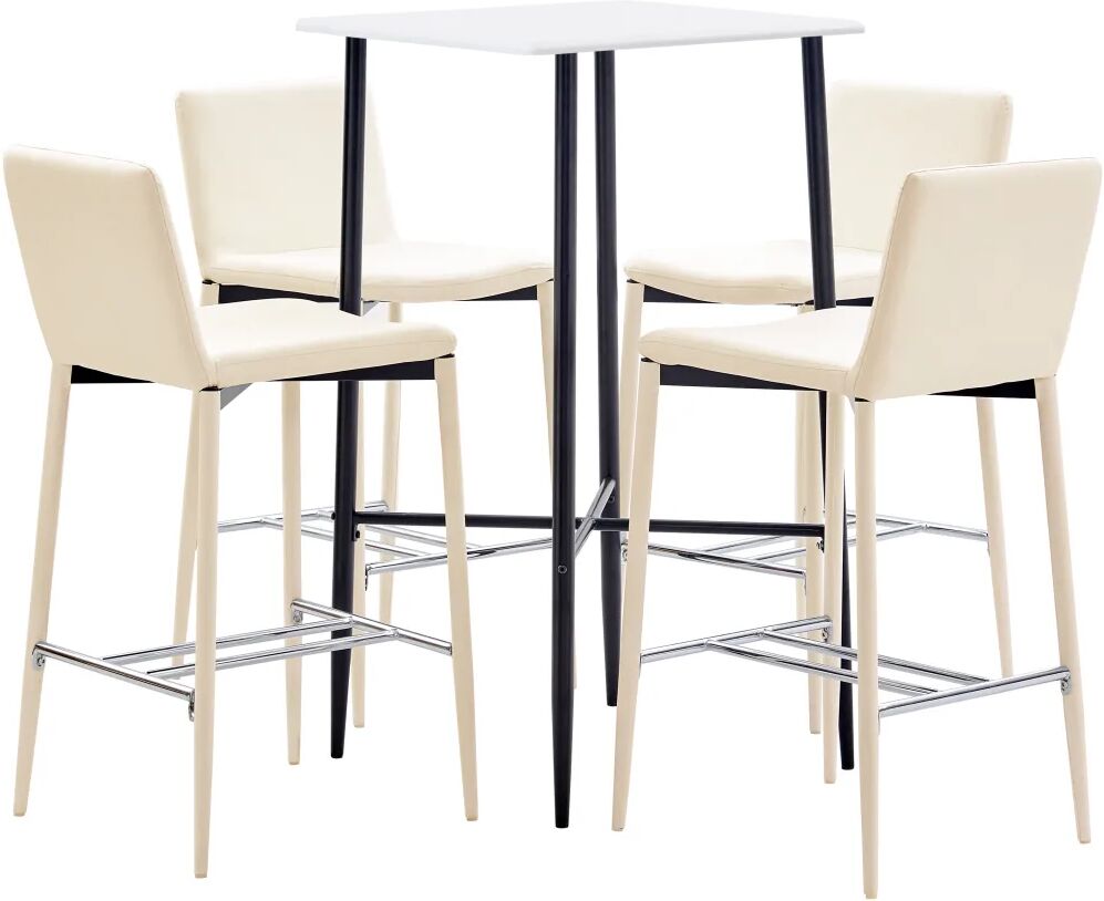 vidaXL 5 pcs conjunto de bar couro artificial cor creme