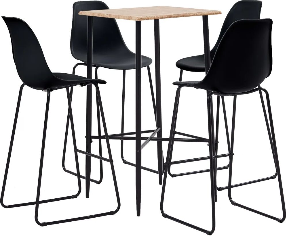 vidaXL 5 pcs conjunto de bar plástico preto