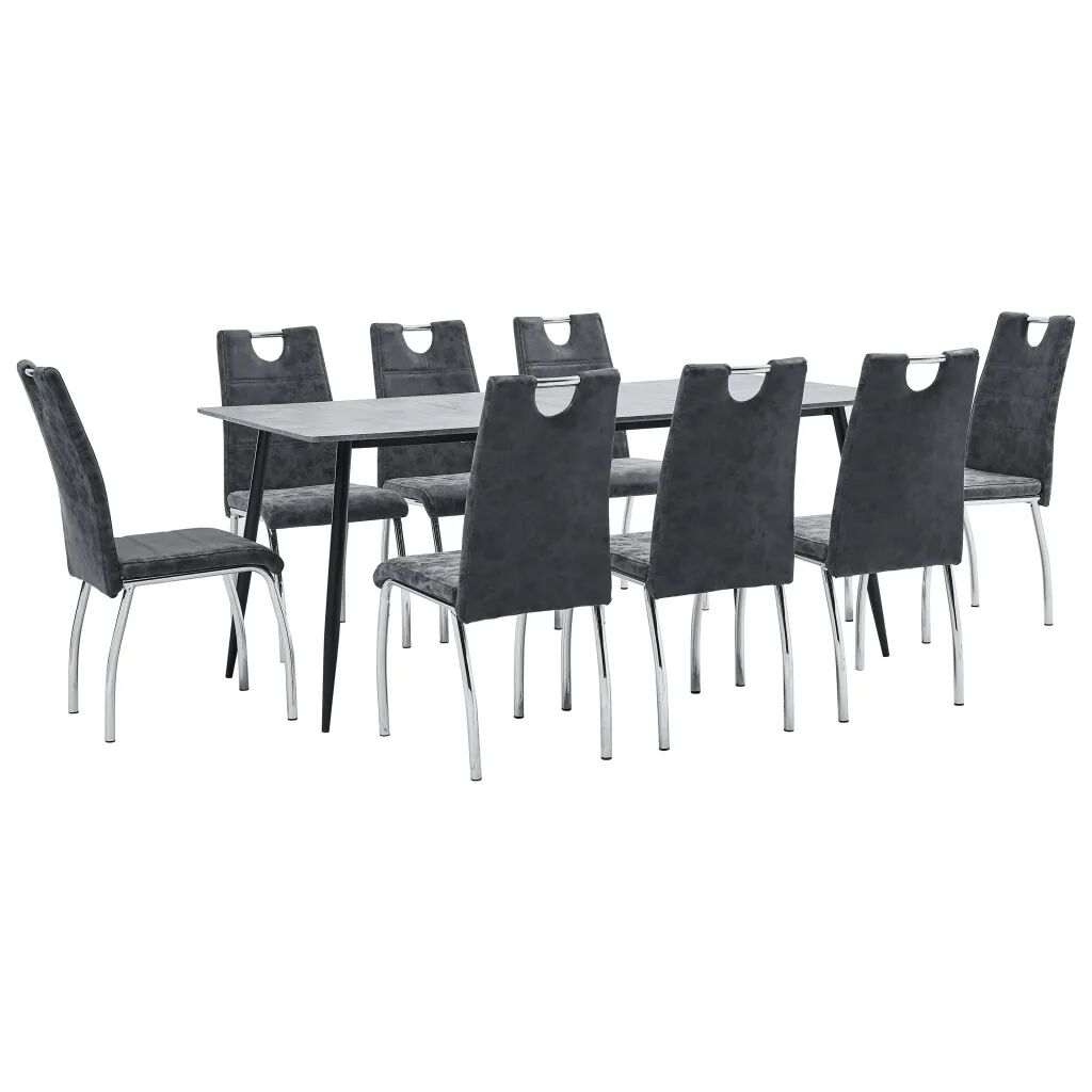 vidaXL 9 pcs conjunto de jantar couro artificial preto