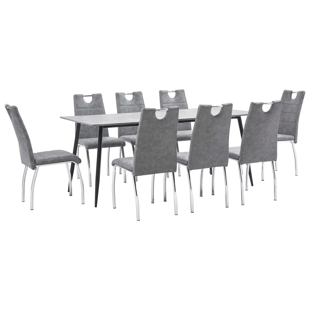 vidaXL 9 pcs conjunto de jantar couro artificial cinzento