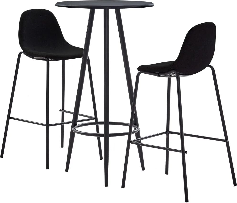 vidaXL 3 pcs conjunto de bar tecido preto