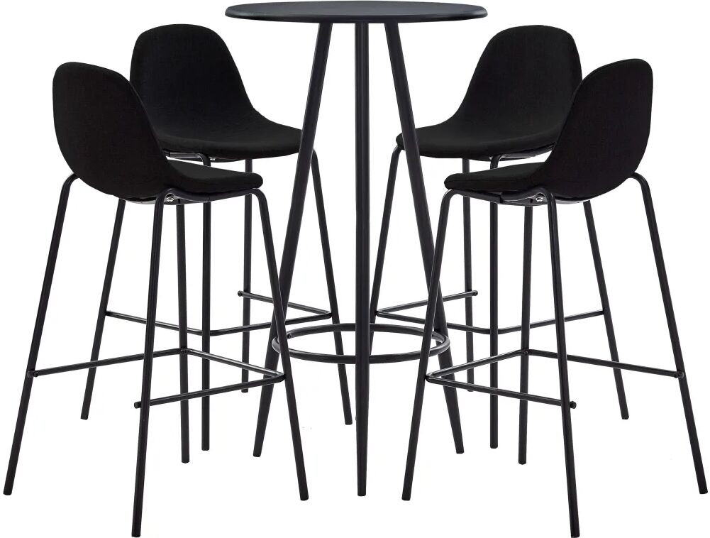 vidaXL 5 pcs conjunto de bar tecido preto