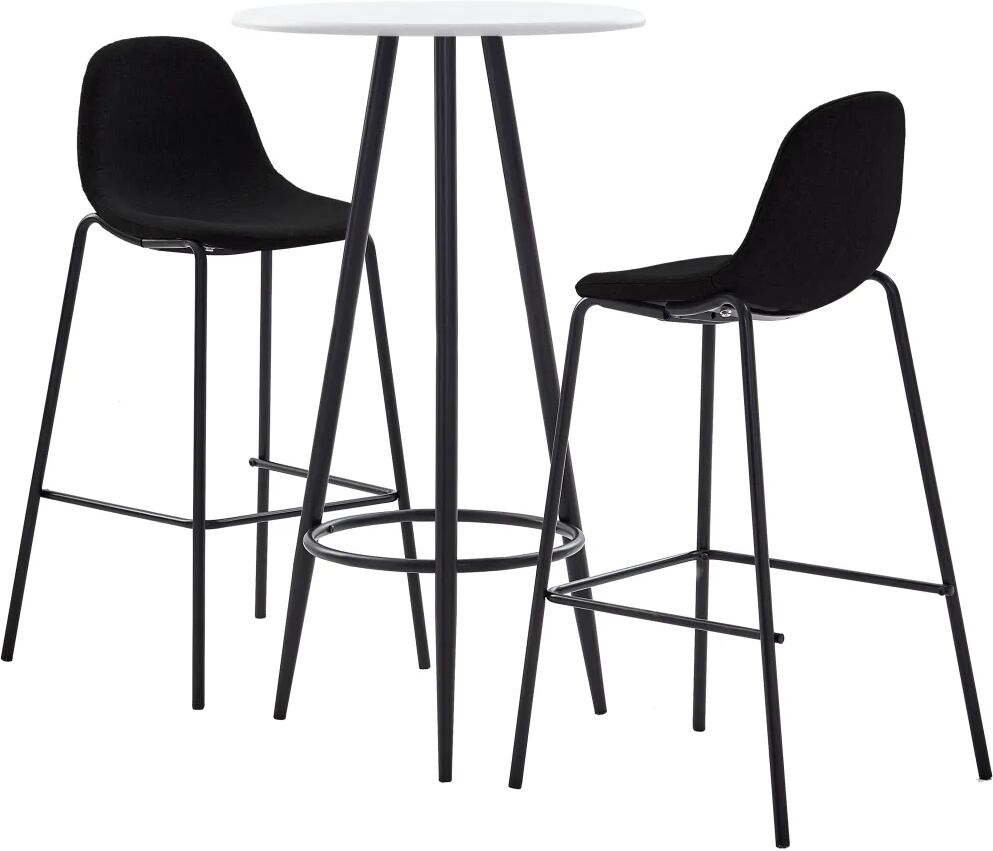 vidaXL 3 pcs conjunto de bar tecido preto